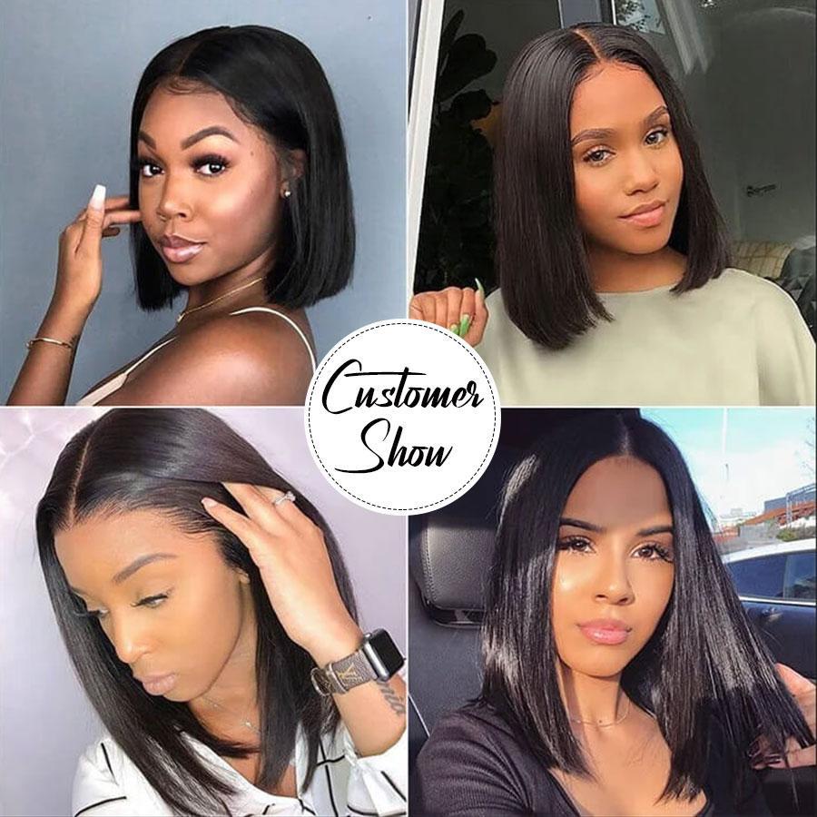 Straight Hair Short Bob Human Hair 13x4 13x6 HD Lace Frontal Wigs Pre-plucked Natural Hairline