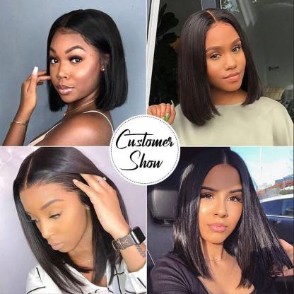Straight Hair Short Bob Human Hair 13x4 13x6 HD Lace Frontal Wigs Pre-plucked Natural Hairline
