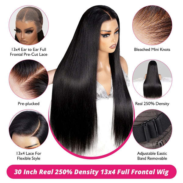 Lolly 30 inch 13x4 HD Full Lace Front Wigs Upgrade Frontal Drawstring Wig Pre Plucked Pre Bleached Knots Glueless Human Hair Wigs Flash Sale