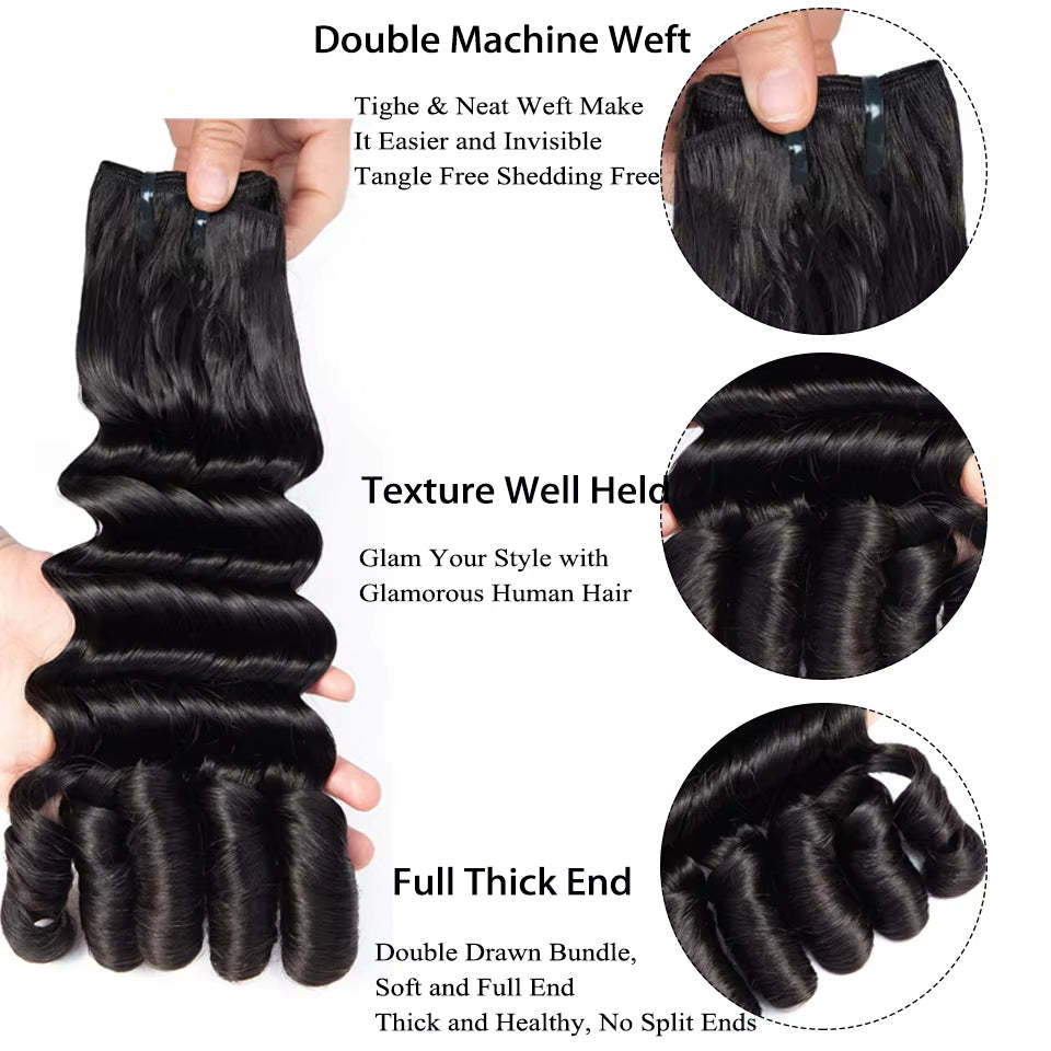  Burmese Curly Natural Black Funmi Loose Deep 4 Bundles With 13x4 Lace Frontal Human Hair