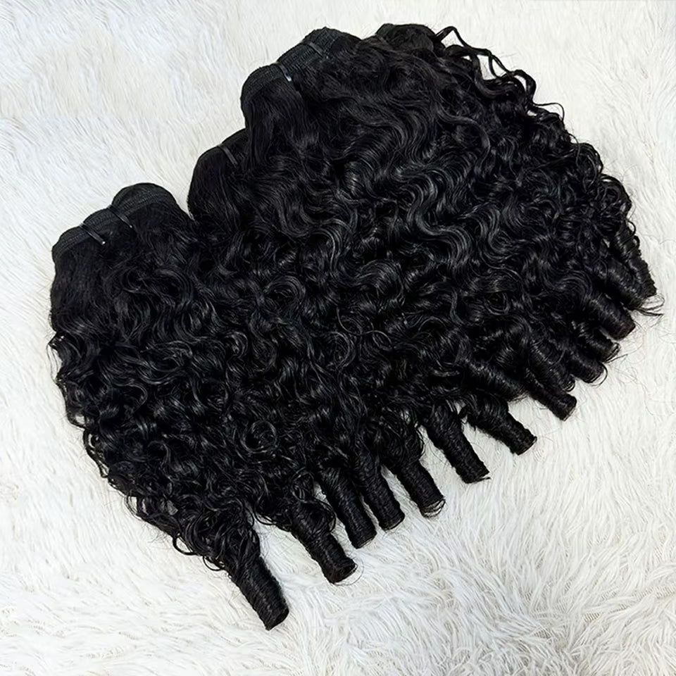  Natural Black Burmese Curly 3 Bundles with 4x4 Lace Closure Burmese Human Hair Extension