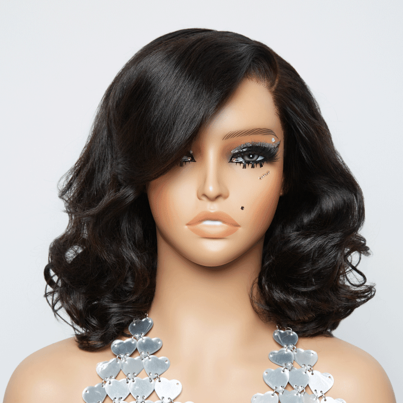9x6 Glueless Layered Retro Style Bob Wig Glueless Natural Wave