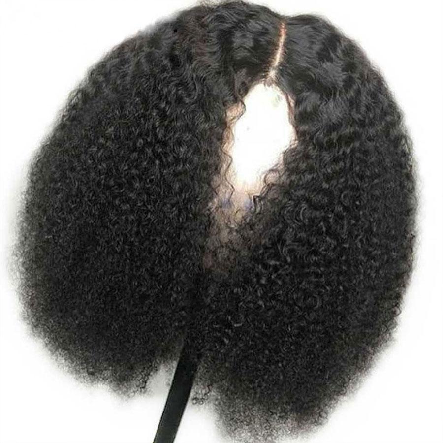 Afro Curly 4x4 Lace Closure Wigs Preplucked Human Hair Skin Melt Lace Wigs for Women