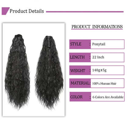 Water Wave Claw On Ponytails Human Hair Extension