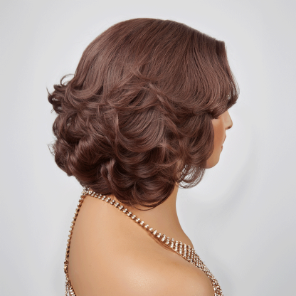 13x4 Glueless Wear Go Layer Chocolate Brown Color Bob Wig Glueless Wavy
