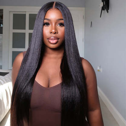  Kinky Straight Hair Wear Go Glueless Wigs 7x5 HD Lace Pre Cut Lace Closure Wigs