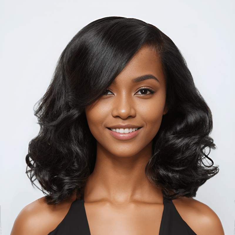 9x6 Glueless Layered Retro Style Bob Wig Glueless Natural Wave