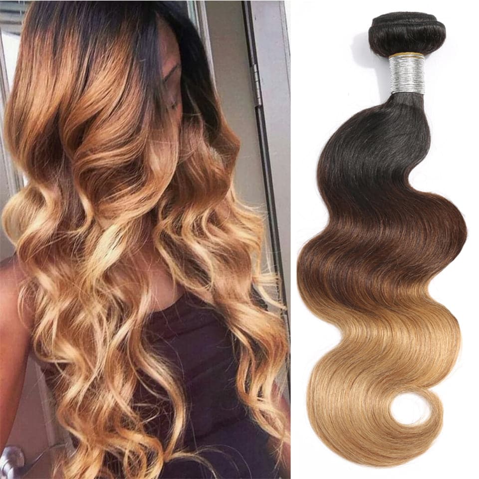 WIGARI Color 1b/4/27 Body Wave 3 Bundles Virgin Hair