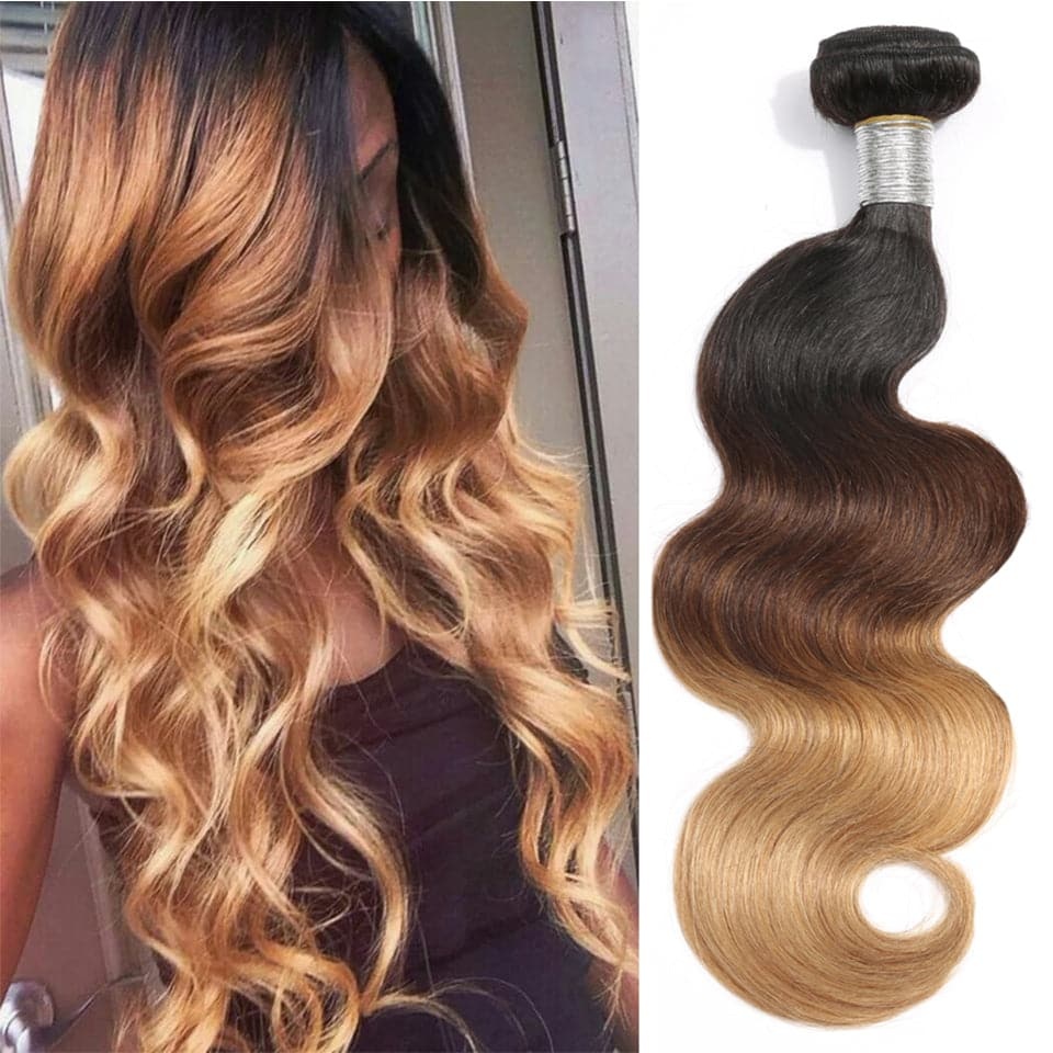 WIGARI Color 1b/4/27 Body Wave 3 Bundles Virgin Hair