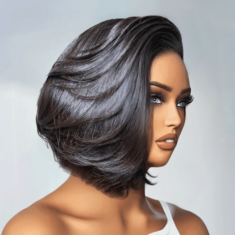 Couche C Partie Glueless 7x4 Brun Caramel Blond Mixte/Naturel Bob Perruque Sans Colle