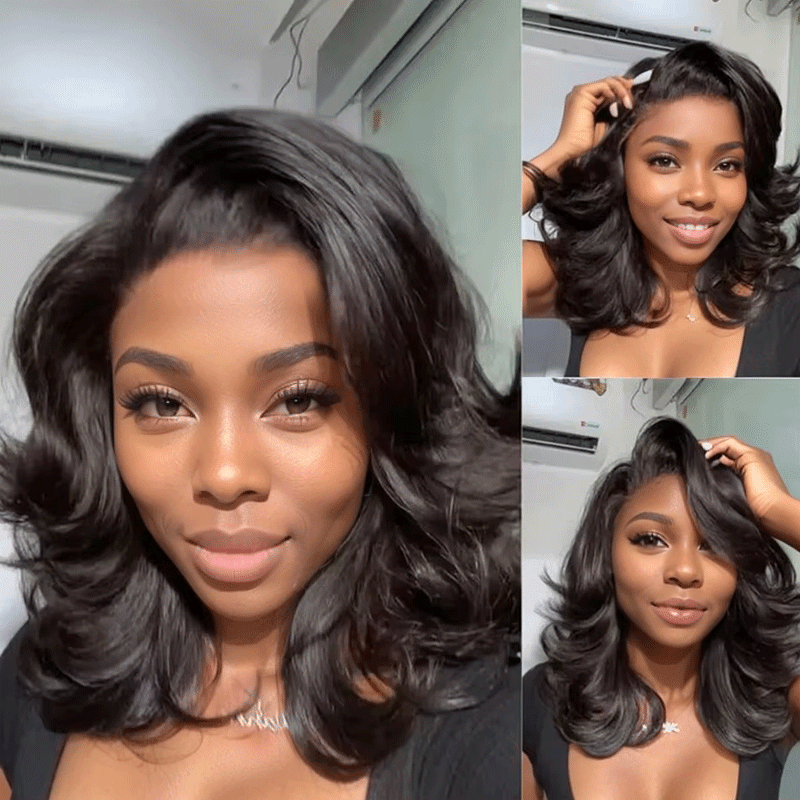 Glueless Layered Effortless Lace 300% Density Bob Soft & Voluminous 5x5 Glueless Wavy Wig