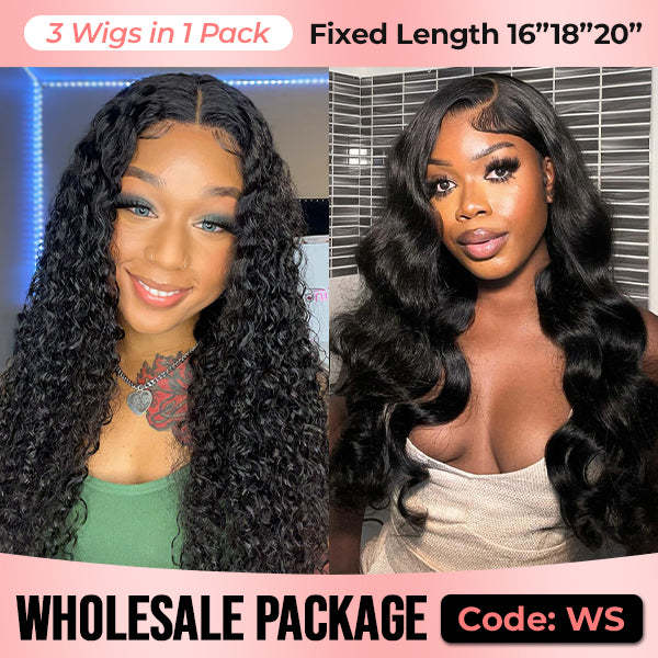 Wholesale Package | Pre-Bleached 7x5 Wear Go Glueless Wigs Pre Cut HD Lace Wigs Human Hair