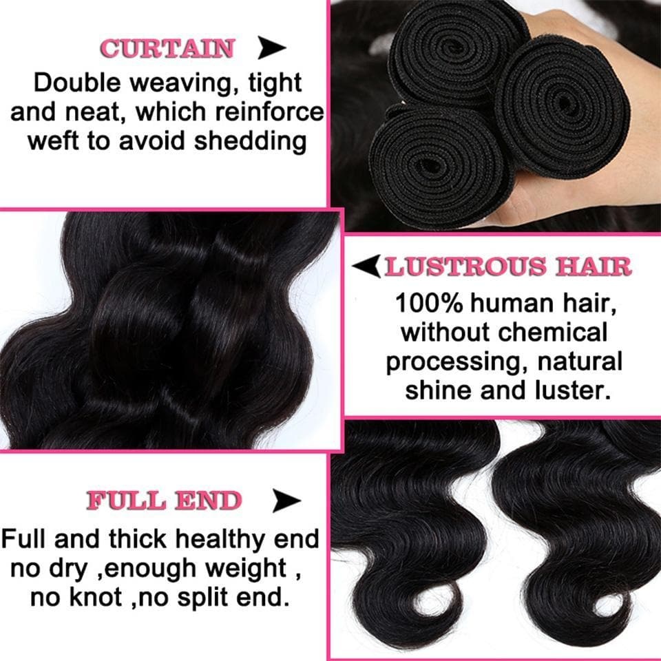 Peruvain Body Wave 4 Bundles Human Hair Extension 8-40 inches