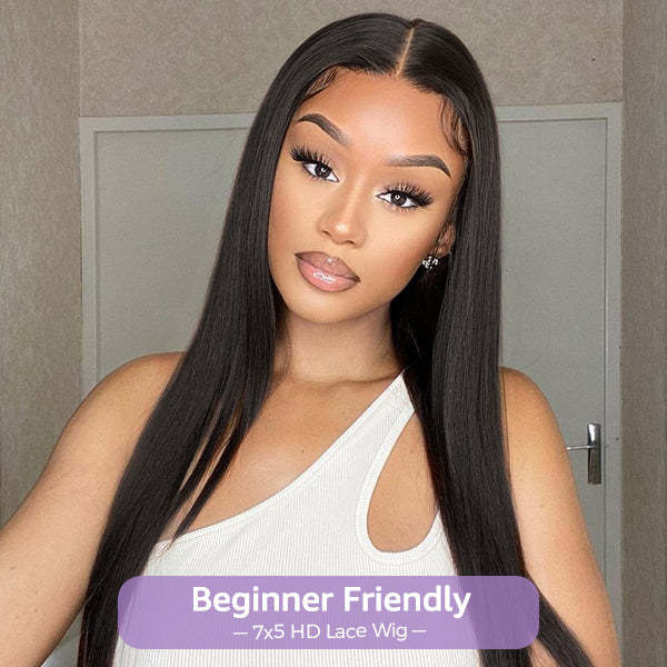 24h Shipping | Wigari Block Wig Straight Hair Bleached Knots Wig With Optional Replaceable Zip Lace Tops