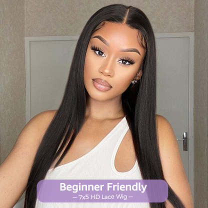 24h Shipping | Wigari Block Wig Straight Hair Bleached Knots Wig With Optional Replaceable Zip Lace Tops