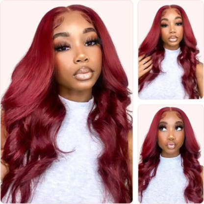 Pre-cut Lace Wig Body Wave Hair 99J Burgundy Color Wear Go Glueless Wig 7x5 Lace Wig Preplucked with Natural Hairline