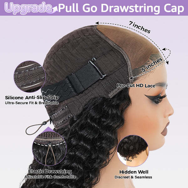  Water Wave Wear Go Wigs 7x5 HD Lace Real Glueless Lace Closure Wigs