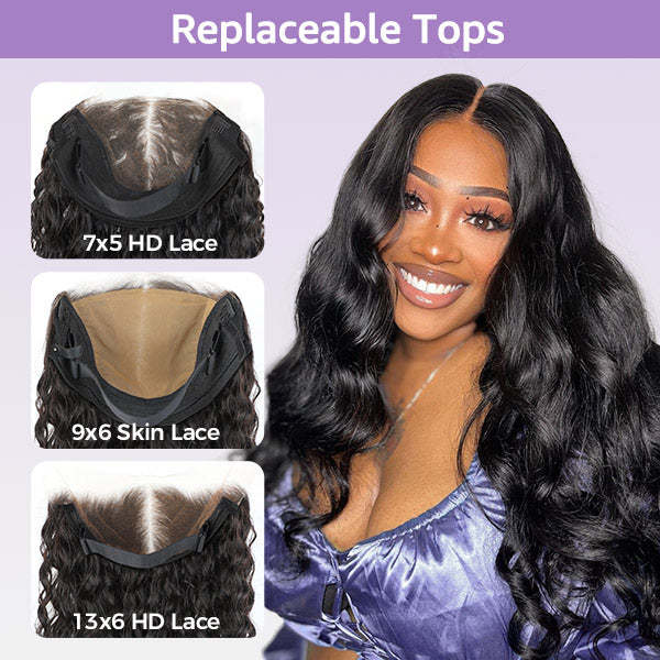 OQ Hair Body Wave Replaceable Zip Lace Tops For Block Wig
