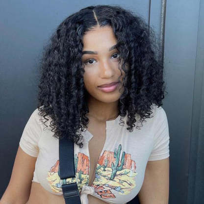  Wear Go Wigs Water Wave Bob Wig 10-16 inches Pre Cut 7x5 HD Lace Closure Short Glueless Wig With Elastic Drawstring