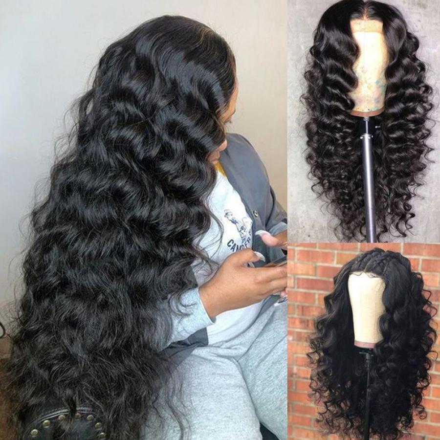 Thick Loose Deep Wave 4x4 Lace Closure Wigs Preplucked Human Hair Skin Melt Lace Wigs with Baby Hair for Women