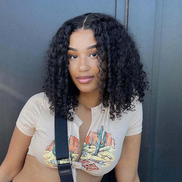  Wear Go Wigs Water Wave Bob Wig 10-16 inches Pre Cut 7x5 HD Lace Closure Short Glueless Wig With Elastic Drawstring