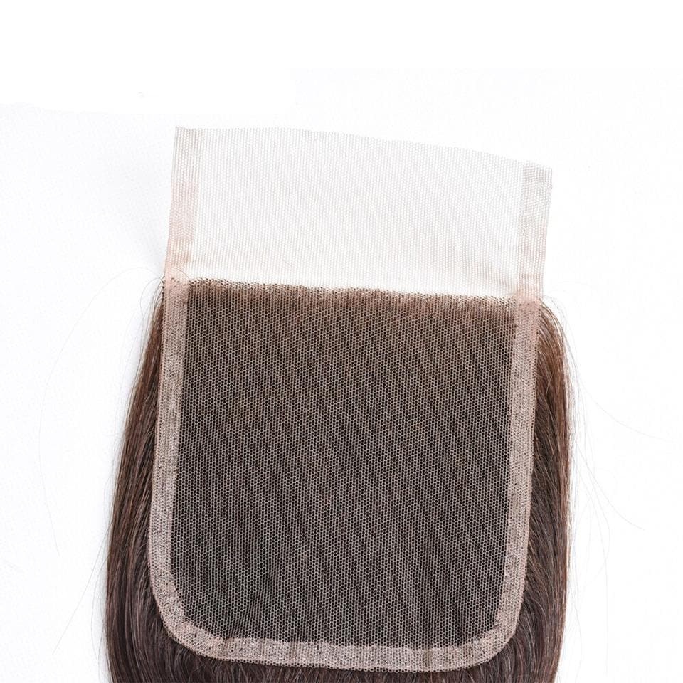  #4 Brown Body Wave 4 Bundles With 4x4 Lace Closure Pre Colored human hair