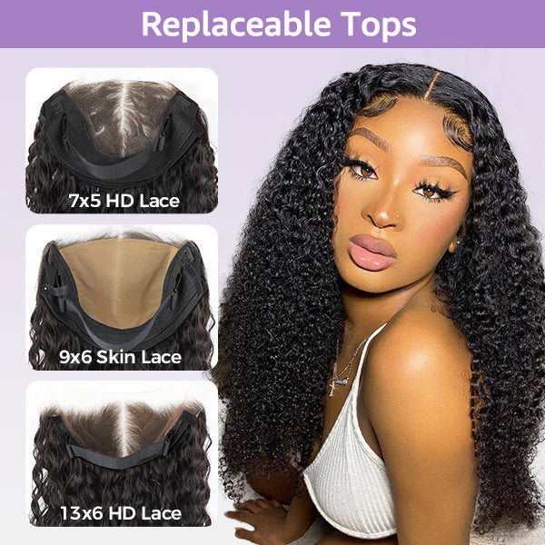 OQ Hair Kinky Curly Replaceable Zip Lace Tops For Block Wig