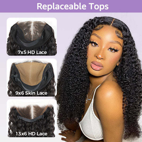 OQ Hair Kinky Curly Replaceable Zip Lace Tops For Block Wig