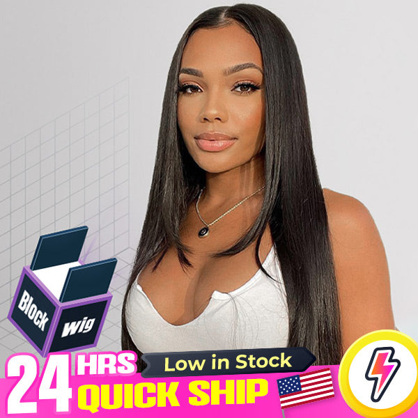 24h Shipping | Wigari Block Wig Straight Hair Bleached Knots Wig With Optional Replaceable Zip Lace Tops