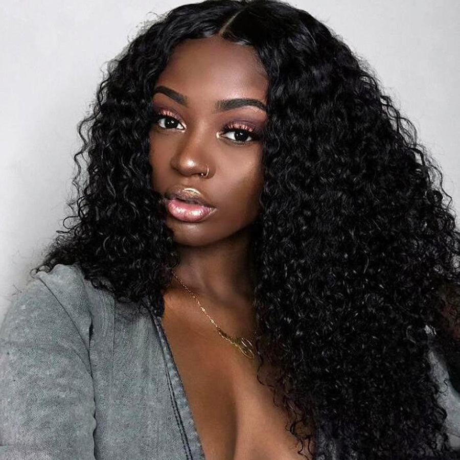 5x5 Lace Closure Wigs Kinky Curly 12A Grade Human Hair Preplucked Wigs with Baby Hair