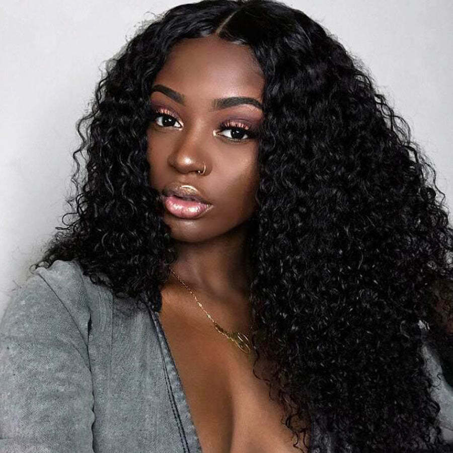 5x5 Lace Closure Wigs Kinky Curly 12A Grade Human Hair Preplucked Wigs with Baby Hair