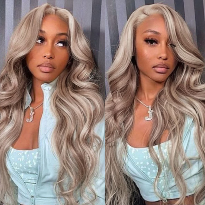 Straight Brown Wig With Blonde Highlight #4/613 Color 13x4 Lace Frontal Wigs Pre Plucked Natural Hairline