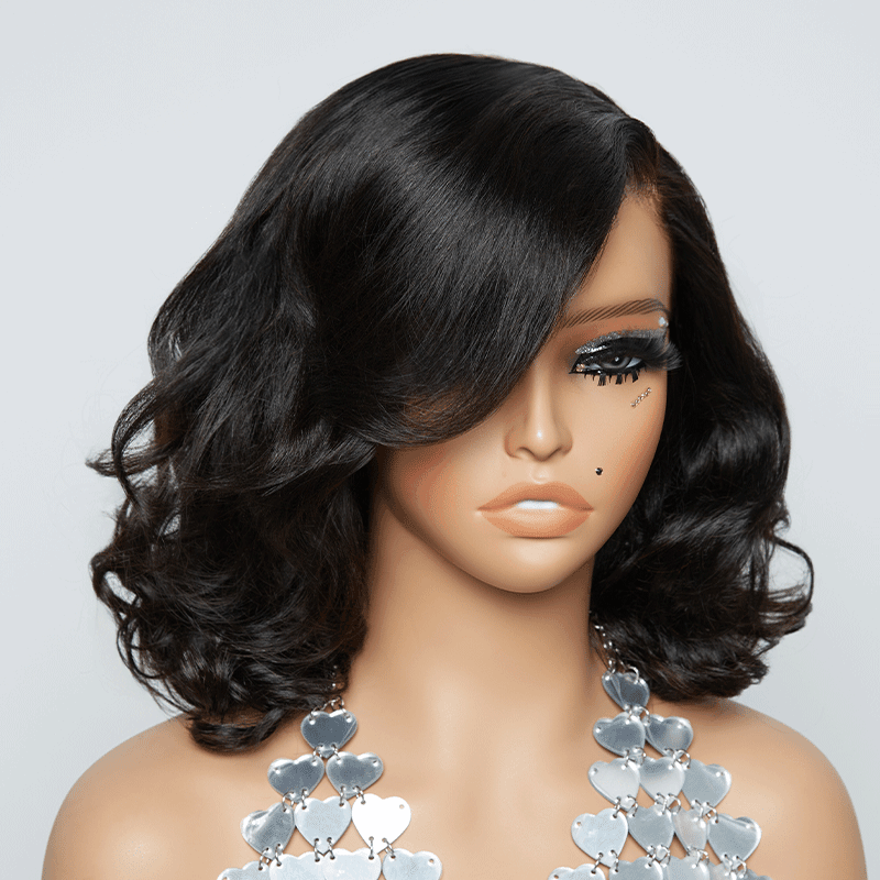 9x6 Glueless Layered Retro Style Bob Wig Glueless Natural Wave