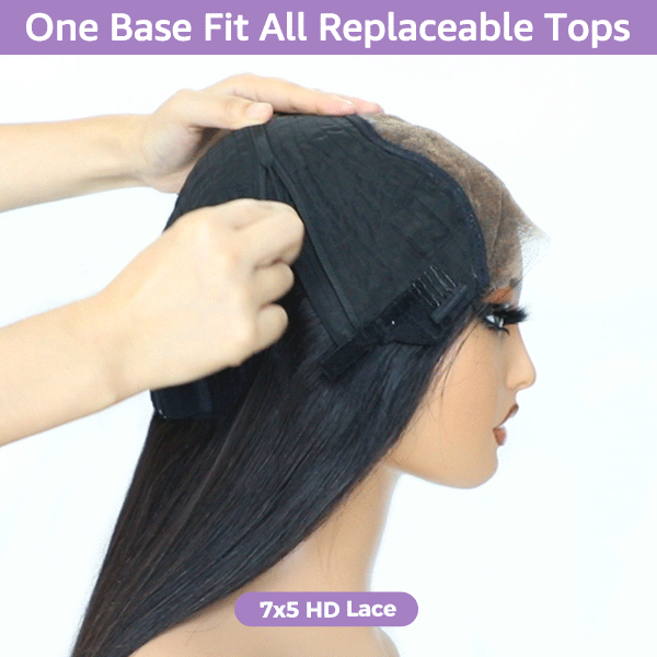 24h Shipping | Wigari Block Wig Straight Hair Bleached Knots Wig With Optional Replaceable Zip Lace Tops