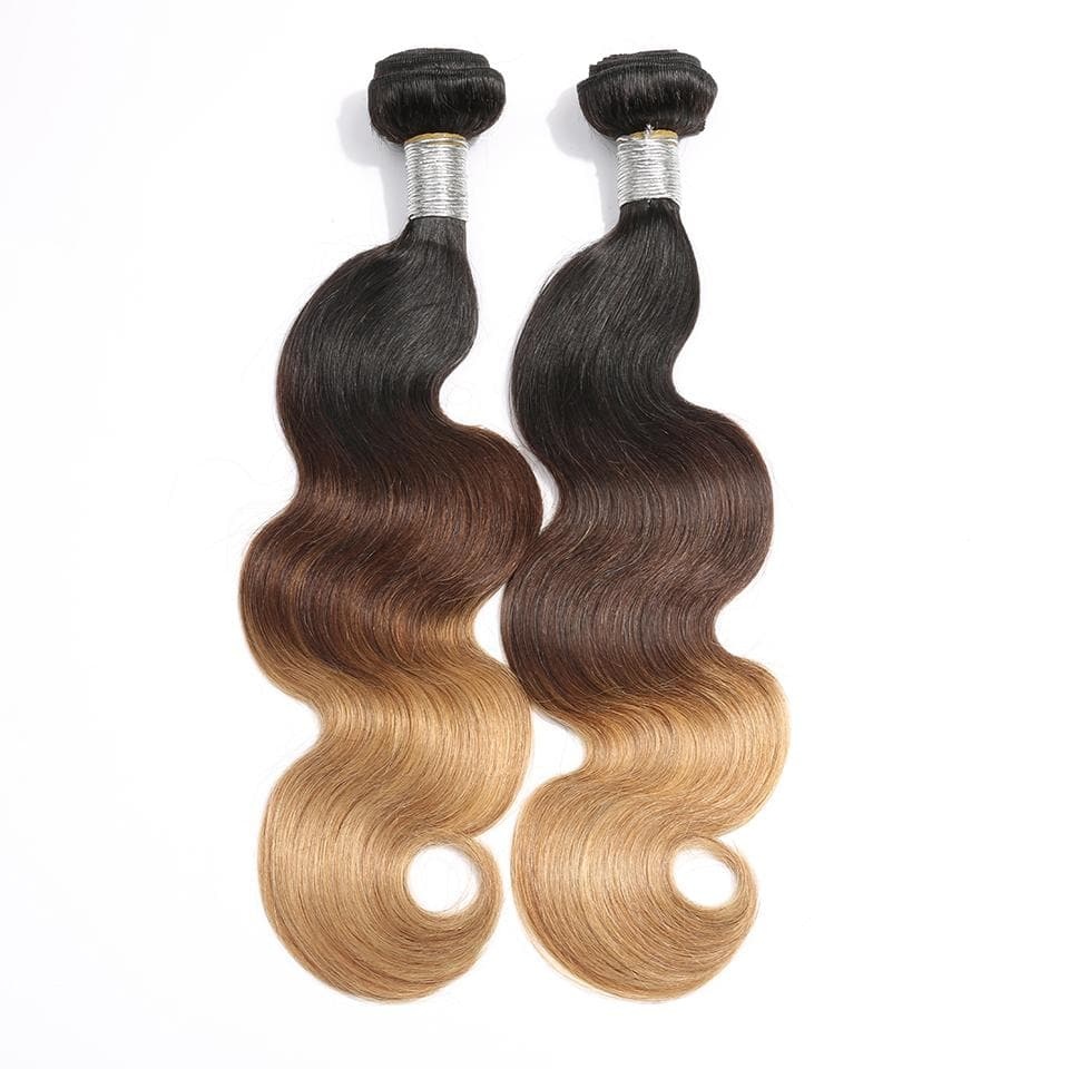  Hair 2 Bundles Ombre 1b/4/27 Color Body Wave Virgin Human Hair Extension