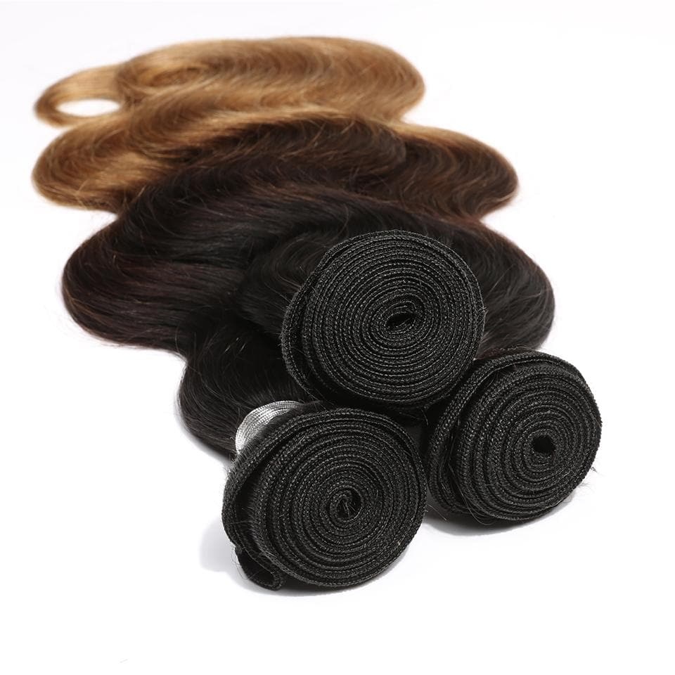  Hair 2 Bundles Ombre 1b/4/27 Color Body Wave Virgin Human Hair Extension