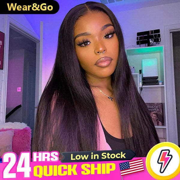 24h Shipping | Straight Wear Go Glueless Wigs 6x4 Pre Cut HD Lace Wigs With Pre Plucked Nautral Hairline