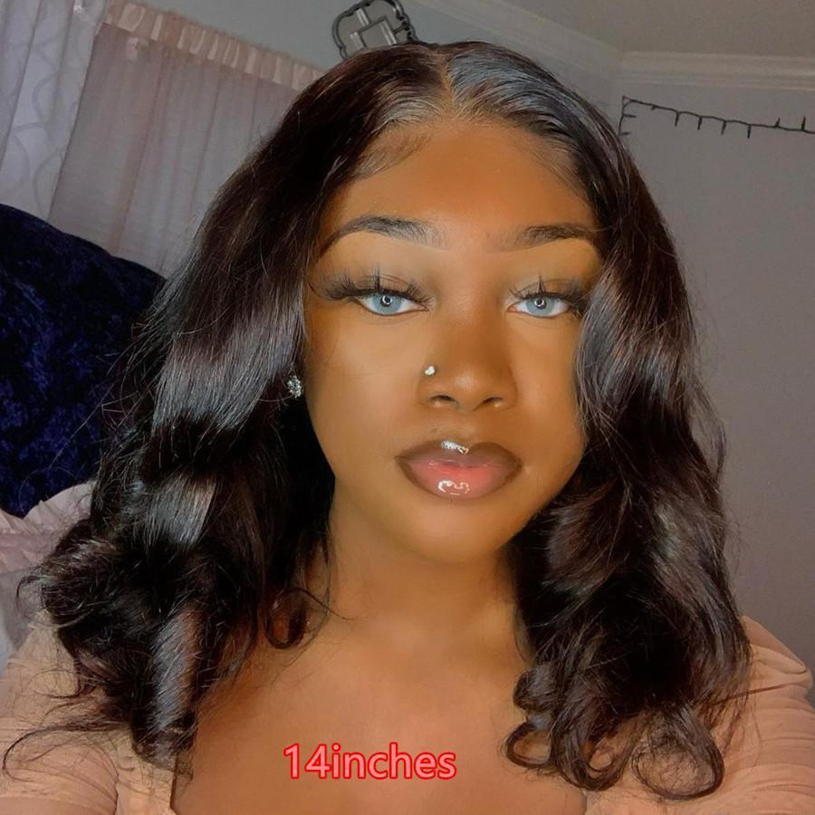 Thick Body Wave Bob Wigs Human Hair 13x4 13x6 HD Lace Frontal Wigs Natural Black