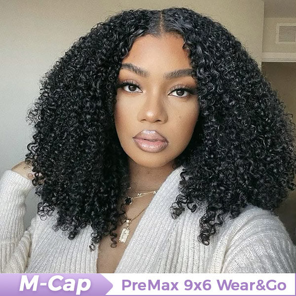  M-Cap Afro Curly Wear Go Glueless Wigs Bleached Single Knots Pre Cut 9x6 HD Lace  Wig