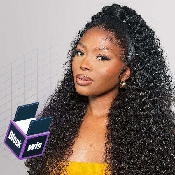 WIGARI Block Wig Kinky Curly Bleached Knots Wig With Optional Replaceable Zip Lace Tops
