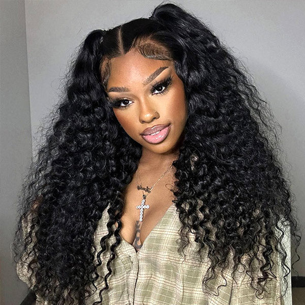 M-Cap Water Wave Pre Cut 9x6 HD Lace Wear Go Glueless Wigs Pre Bleached Tiny Knots Wet And Wavy Lace Front Wigs Human Hair