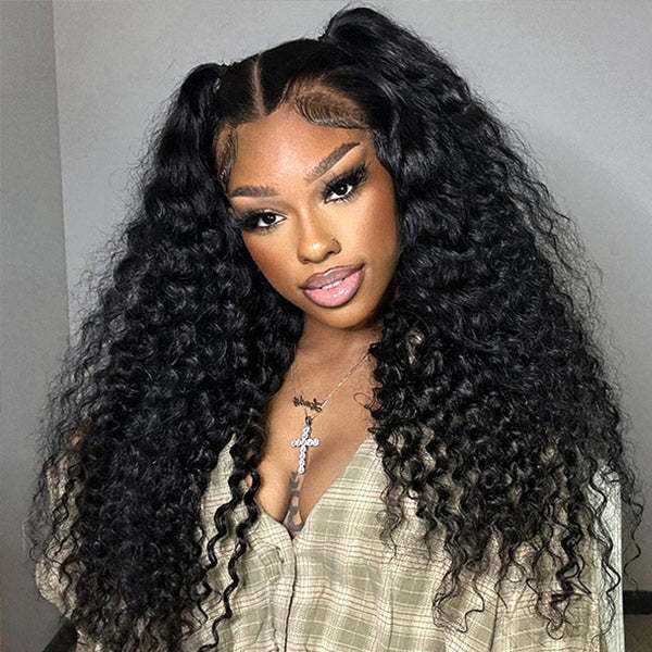  M-Cap Water Wave Pre Cut 9x6 HD Lace Wear Go Glueless Wigs Pre Bleached Tiny Knots Wet And Wavy Lace Front Wigs Human Hair
