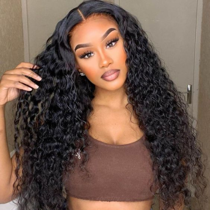  Water Wave Pre-Bleached Knots Snug Fit Drawstring Wear Go Wigs 7x5 HD Lace 100% Glueless Pre-cut Lace Closure Wigs Preplucked Natural Hairline