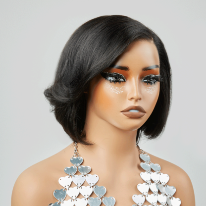 Pre-plucked 13x4 Glueless Layered Cut Natural Color Bob Wig Glueless Wavy