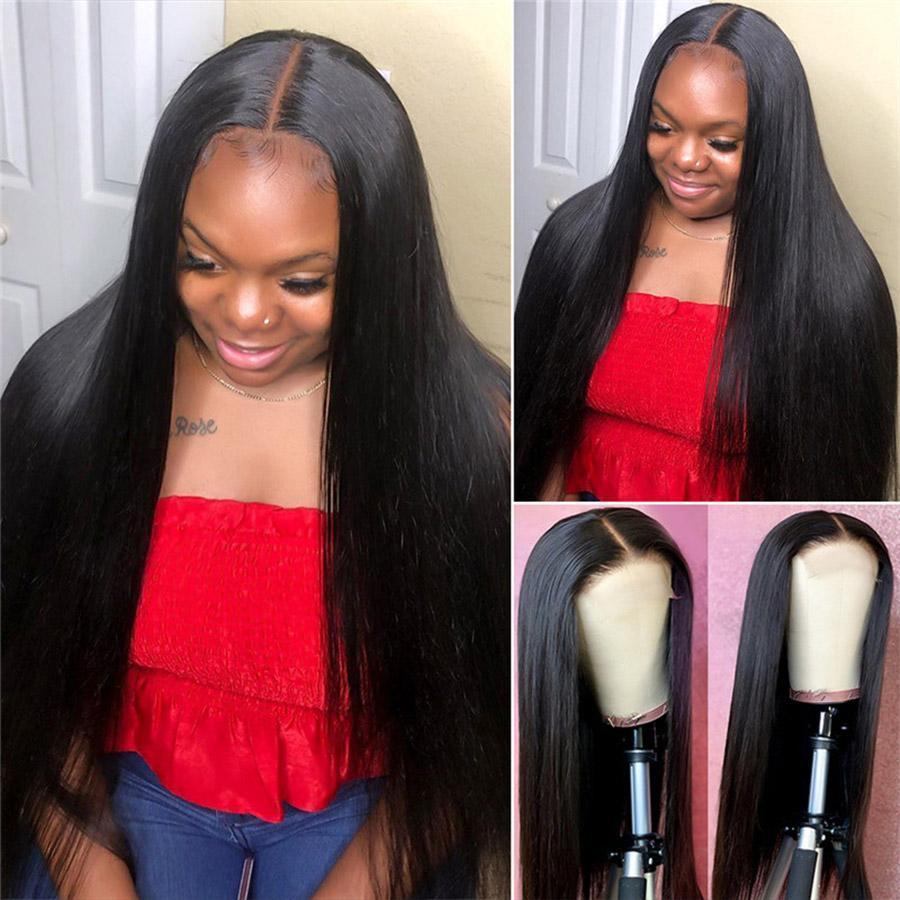 Straight Lace Closure Wigs 4x4 Closure Wig Glueless Human Hair Wigs Pre Plucked With Baby Hair Remy