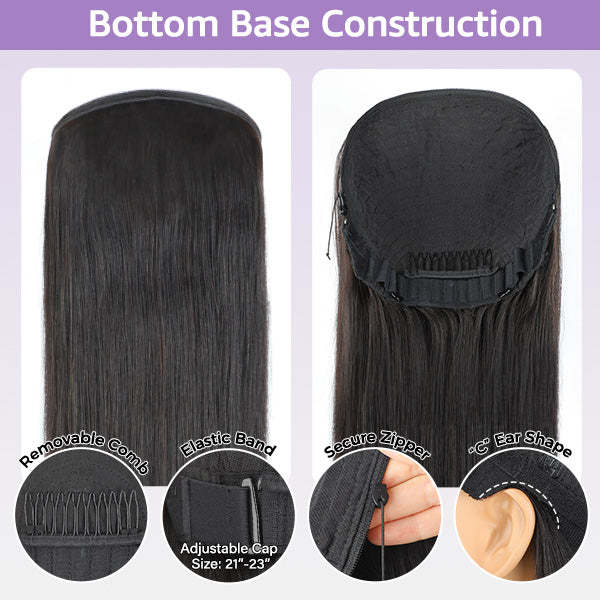 24h Shipping | Wigari Block Wig Straight Hair Bleached Knots Wig With Optional Replaceable Zip Lace Tops