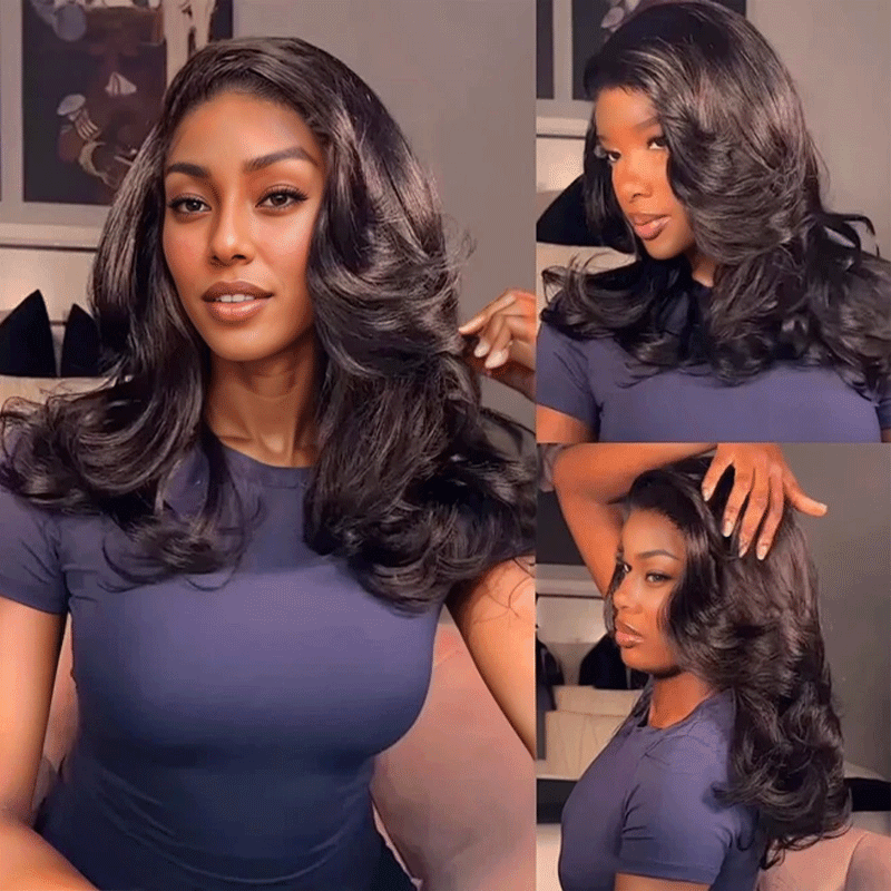 Glueless Layered Effortless Lace 300% Density Bob Soft & Voluminous 5x5 Glueless Wavy Wig