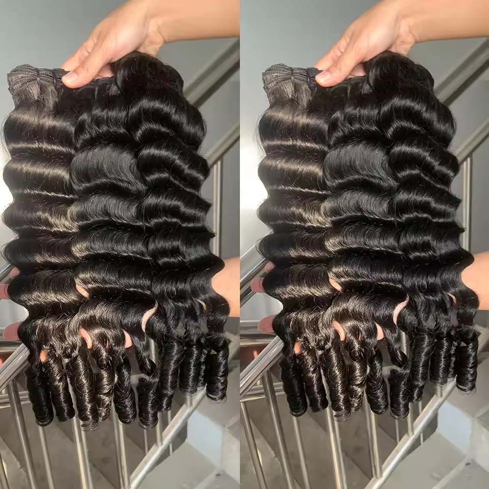  Burmese Curly Funmi Loose Deep 3 Bundles for Women Natural Black Human Hair