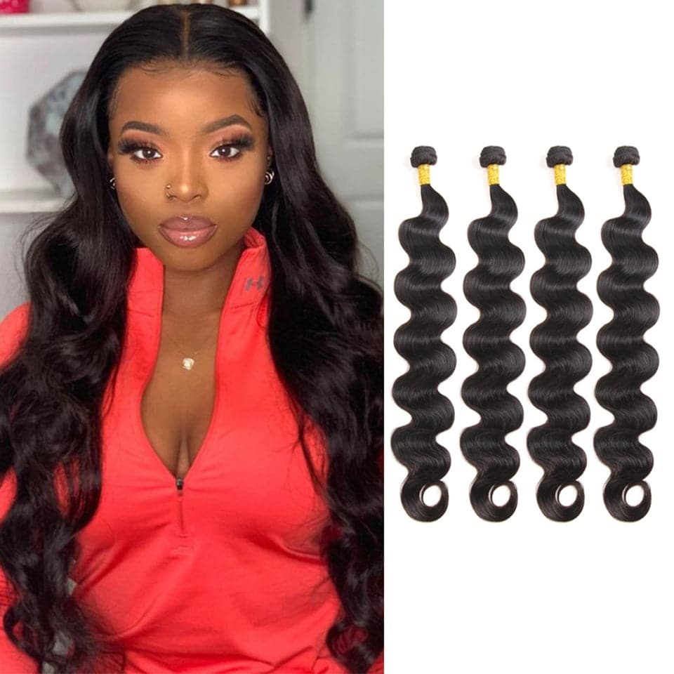 (B1)  Indian Body Wave 4 Bundles Virgin Human Hair Extension