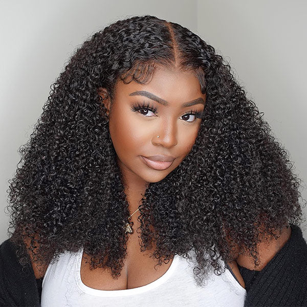 24h Shipping | Kinky Curly Wear Go Wigs 6x4 HD Lace Pre Cut Lace Closure Glueless Wigs With Bleached Knots